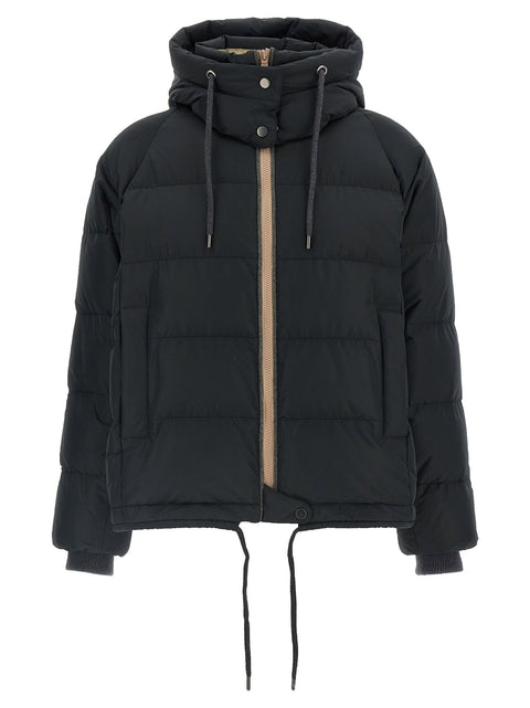 Brunello Cucinelli Down Jacket With Knit And Jewel Details