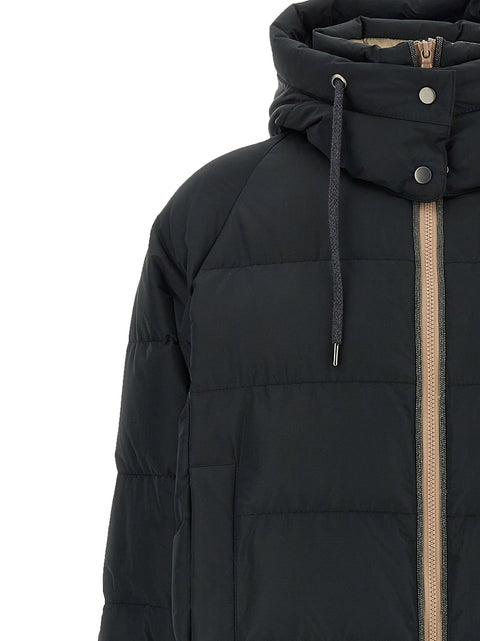 Brunello Cucinelli Down Jacket With Knit And Jewel Details