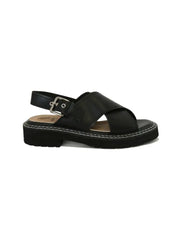 MILLIE-06 Cross Front Flat Sandals Black-Sandals-BEAST FASHION-A RUN-Black-Urbanheer