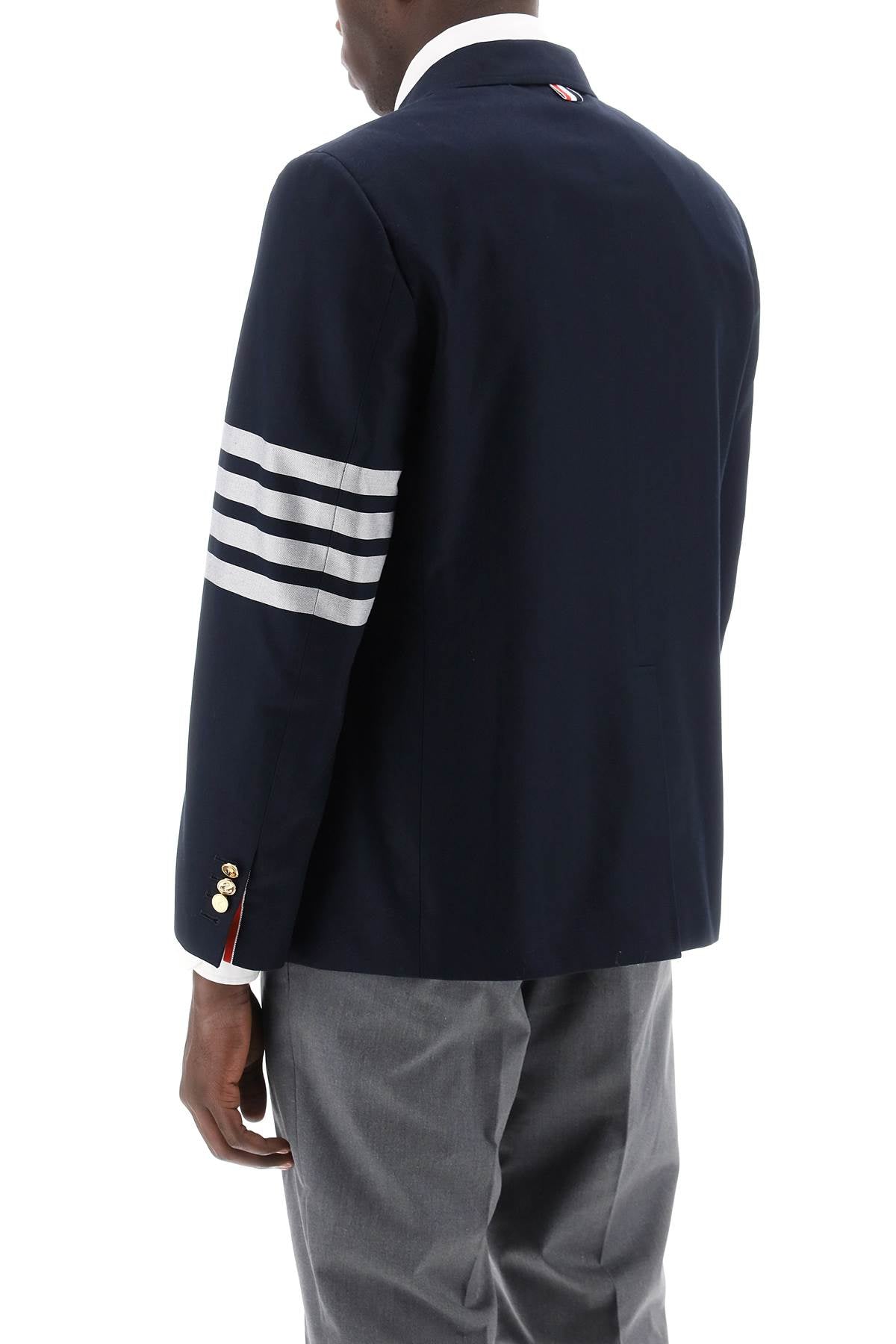 Thom Browne 4-Bar Double-Breasted Jacket-THOM BROWNE-Blue-1-Urbanheer
