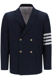 Thom Browne 4-Bar Double-Breasted Jacket-THOM BROWNE-Blue-1-Urbanheer
