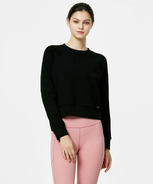 Tourjours Crop Sweat-Green Apple-10-Black-Urbanheer