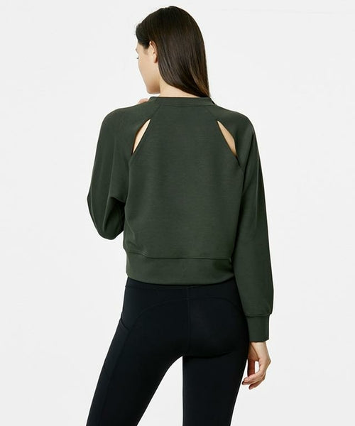 Tourjours Crop Sweat-Green Apple-4-Deep Khaki-Urbanheer
