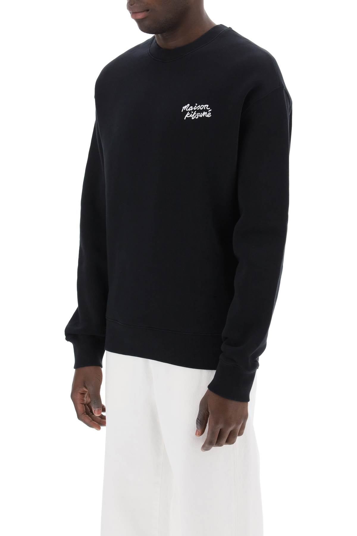 Maison Kitsune Crewneck Sweatshirt With Logo Lettering Black-Sweatshirt-MAISON KITSUNE-S-Urbanheer