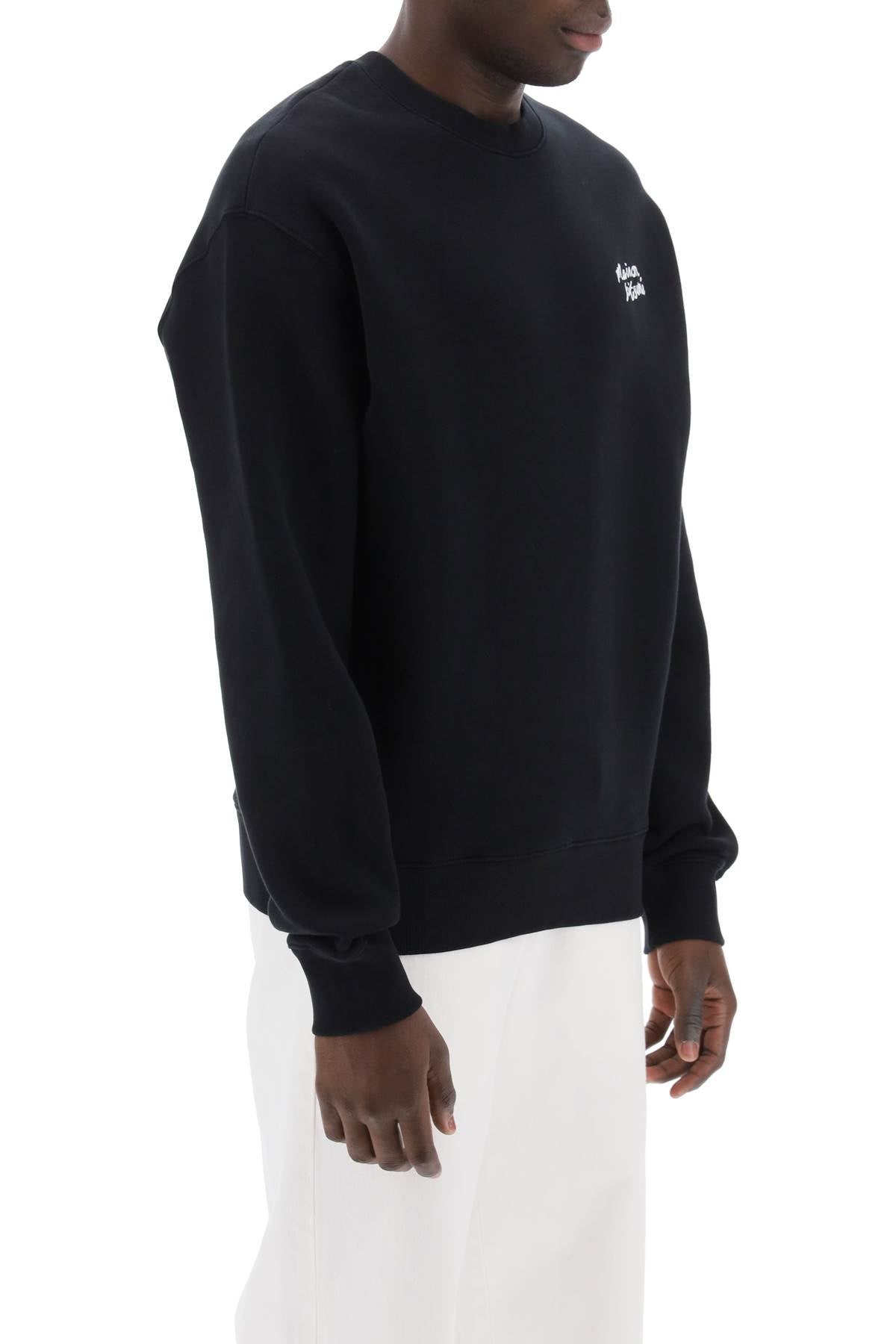 Maison Kitsune Crewneck Sweatshirt With Logo Lettering Black-Sweatshirt-MAISON KITSUNE-S-Urbanheer