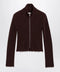 MM6 Maison Margiela Chocolate rib-knit zip cardigan