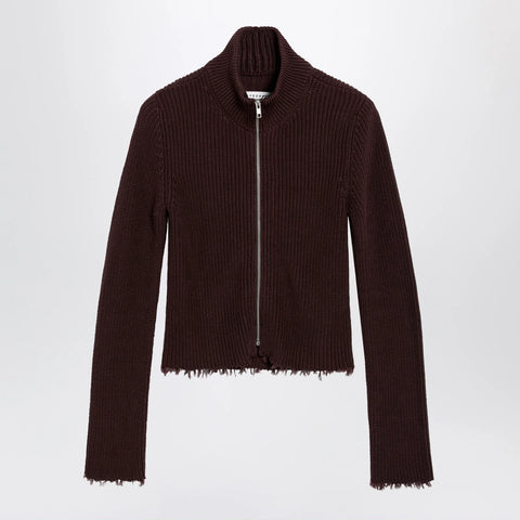 MM6 Maison Margiela Chocolate rib-knit zip cardigan