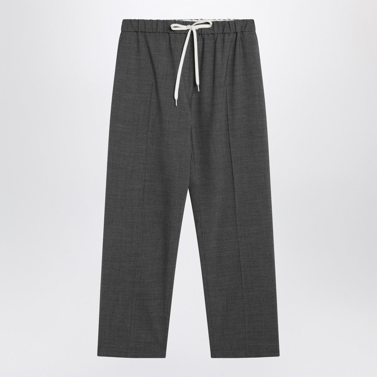 MM6 Maison Margiela Gray wool-blend trousers with drawstring