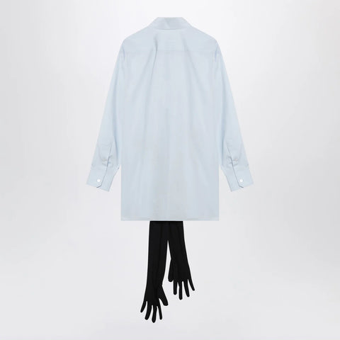 MM6 Maison Margiela Light blue cotton shirt with gloves