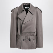 MM6 Maison Margiela Short double-breasted grey trench coat