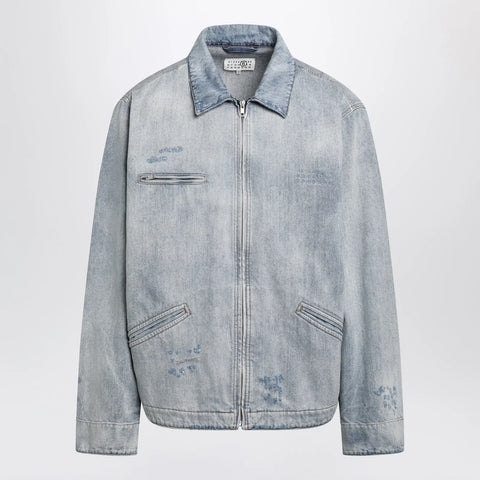 MM6 Maison Margiela Washed Blue Zip-Up Denim Jacket