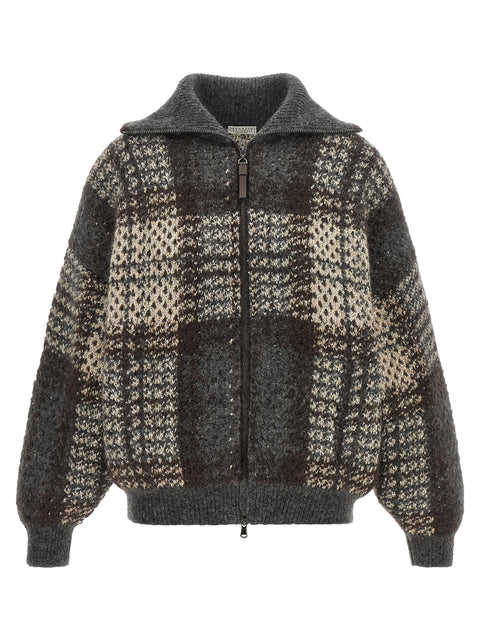 Brunello Cucinelli Double Dazzling Tartan Cardigan
