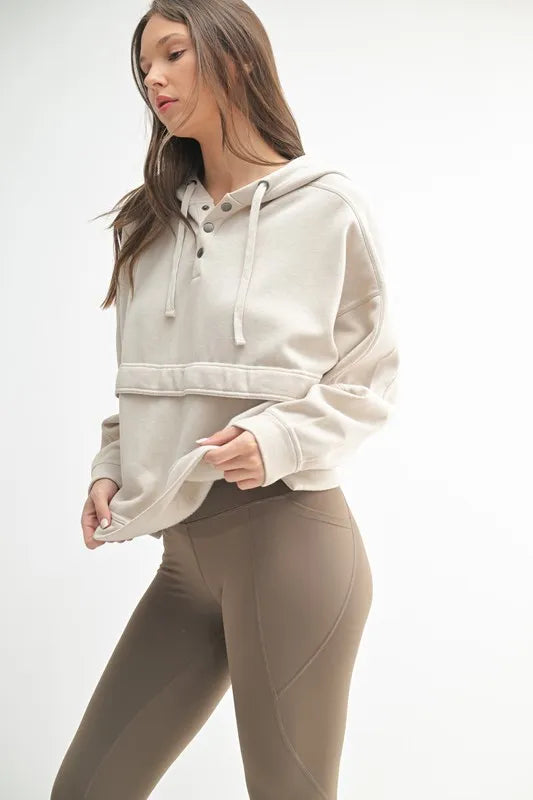 MONO B Drift Burnout Fleece Snap Hoodie-Mono B-NATURAL-S-Urbanheer