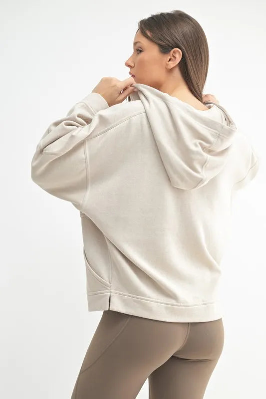 MONO B Drift Burnout Fleece Snap Hoodie-Mono B-NATURAL-S-Urbanheer