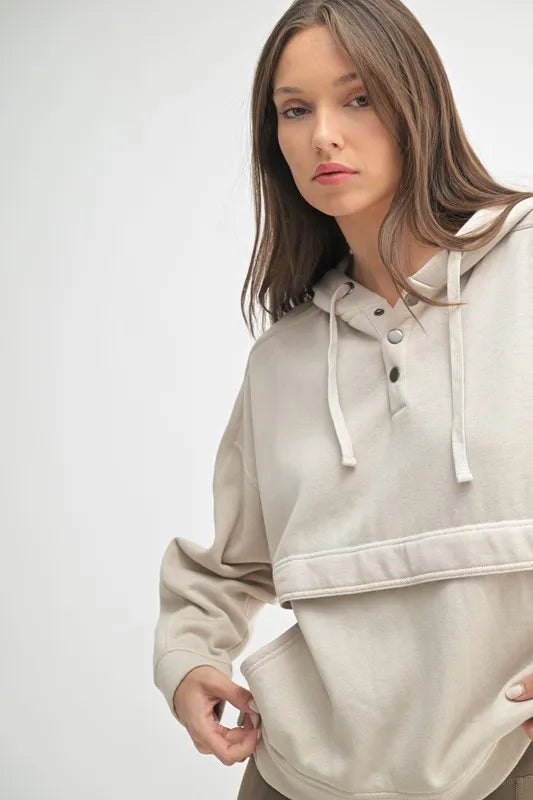 MONO B Drift Burnout Fleece Snap Hoodie-Mono B-NATURAL-S-Urbanheer