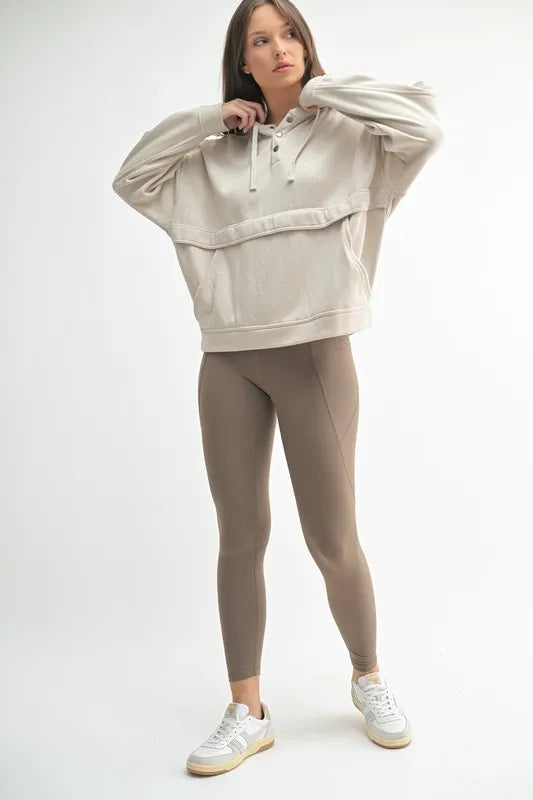 MONO B Drift Burnout Fleece Snap Hoodie-Mono B-NATURAL-S-Urbanheer