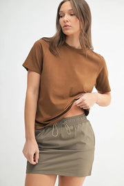MONO B Round Neck Short Sleeve T-Shirt-Mono B-COCOA DUST-S-Urbanheer