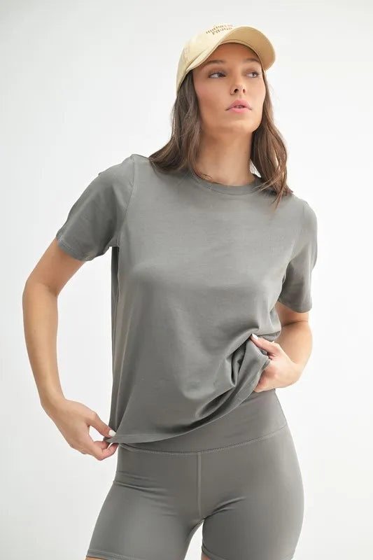 MONO B Round Neck Short Sleeve T-Shirt-Mono B-NEW PEWTER-L-Urbanheer