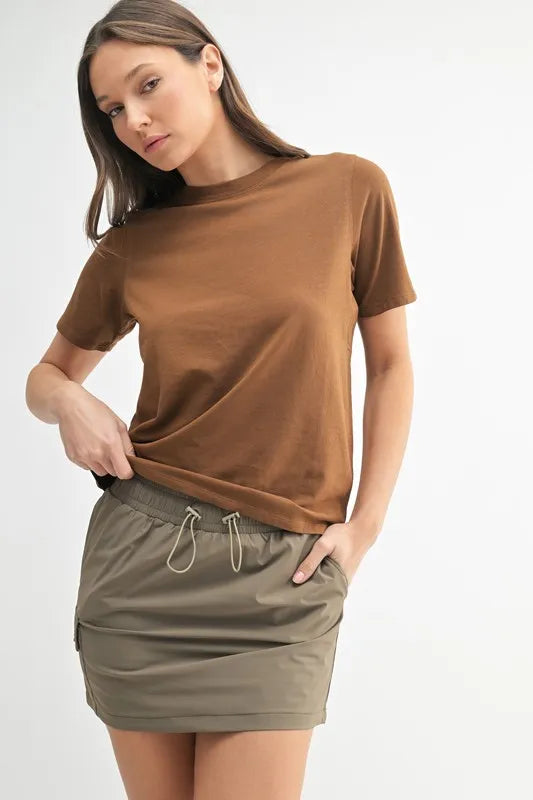 MONO B Round Neck Short Sleeve T-Shirt-Mono B-COCOA DUST-S-Urbanheer