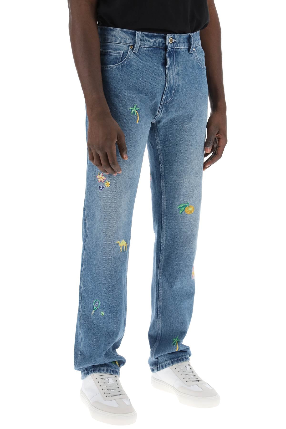 Casablanca Embroidered Straight Jeans-Casablanca-32-Urbanheer