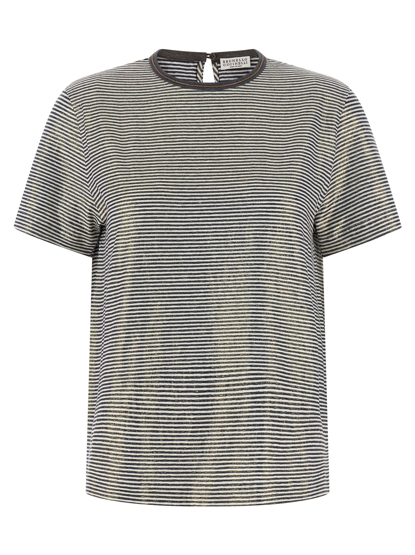 Brunello Cucinelli Shiny Collar Detail T-shirt