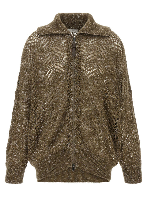 Brunello Cucinelli Dazzling Abstract Leaf Cardigan
