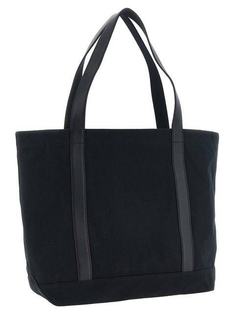 Maison Kitsuné Canvas And Large Leather Shopping Bag