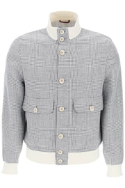Brunello Cucinelli Prince Of Wales Check Bomber Jacket-Jacket-BRUNELLO CUCINELLI-48-Mixed colours-Urbanheer