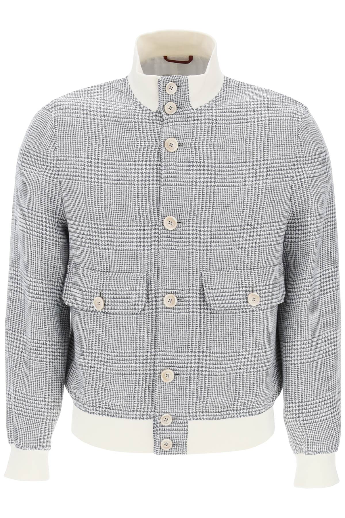 Brunello Cucinelli Prince Of Wales Check Bomber Jacket-Jacket-BRUNELLO CUCINELLI-48-Mixed colours-Urbanheer