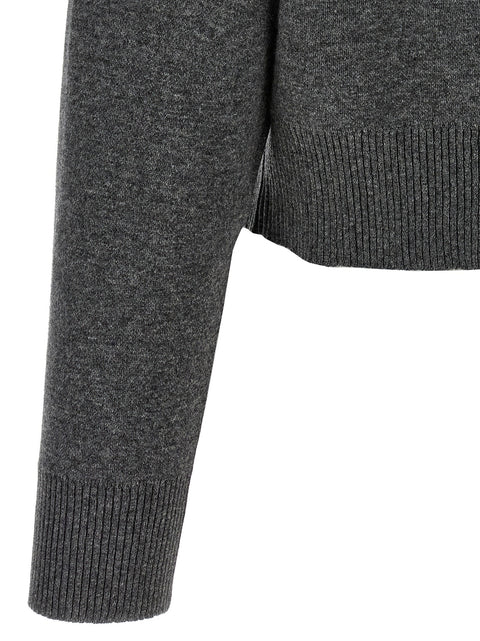 Brunello Cucinelli Shiny Zipper Pull Wool Cardigan