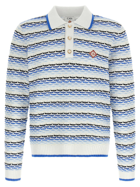 Casablanca Tuck Stitch Long Sleeve Polo Shirt