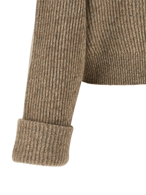 Brunello Cucinelli Shiny Zipper Pull Cardigan