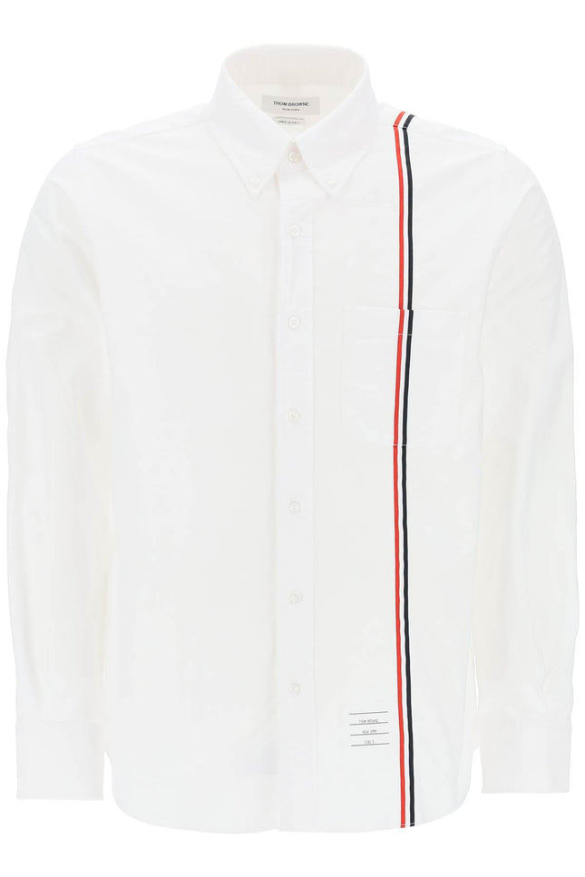 Thom Browne Button-Down Shirt With Tricolor Band-THOM BROWNE-1-Urbanheer