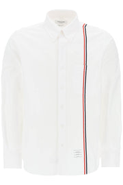 Thom Browne Button-Down Shirt With Tricolor Band-THOM BROWNE-1-Urbanheer
