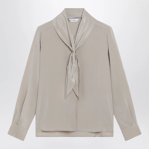Max Mara Rock beige silk blouse with scarf