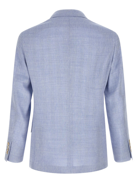 Brunello Cucinelli Linen And Wool Chevron Blazer
