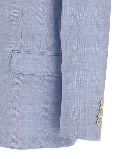 Brunello Cucinelli Linen And Wool Chevron Blazer