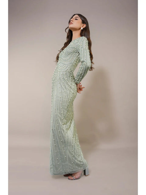 Mabel Embellished Maxi Dress in Pistachio