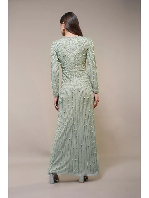 Mabel Embellished Maxi Dress in Pistachio