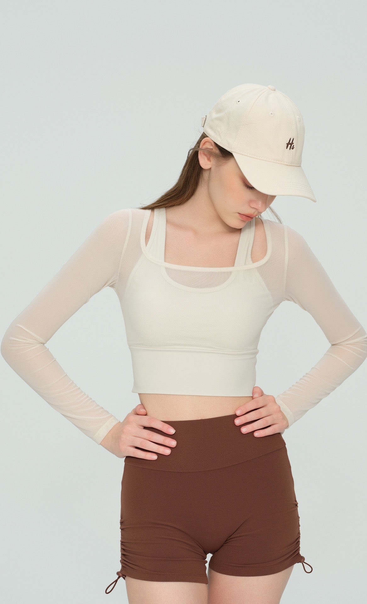 Mabel Sheer Mesh Long Sleeve Layered Crop Top