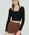 Mabel Sheer Mesh Long Sleeve Layered Crop Top