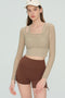 Mabel Sheer Mesh Long Sleeve Layered Crop Top