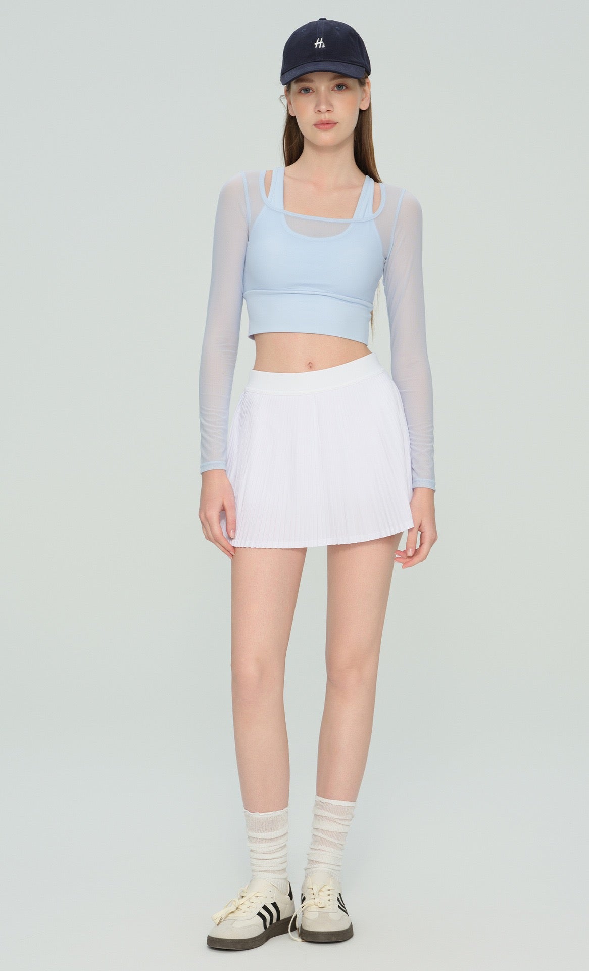 Mabel Sheer Mesh Long Sleeve Layered Crop Top