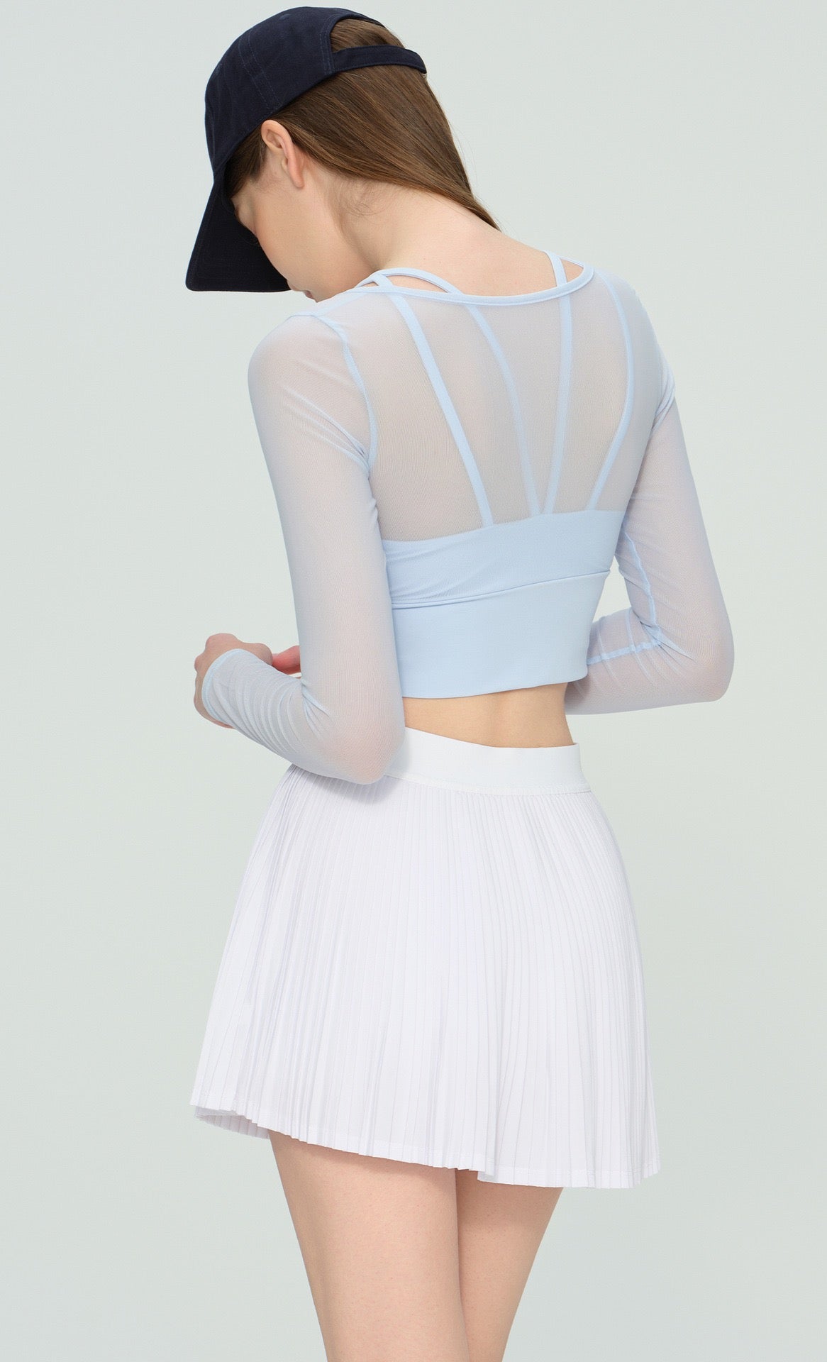 Mabel Sheer Mesh Long Sleeve Layered Crop Top