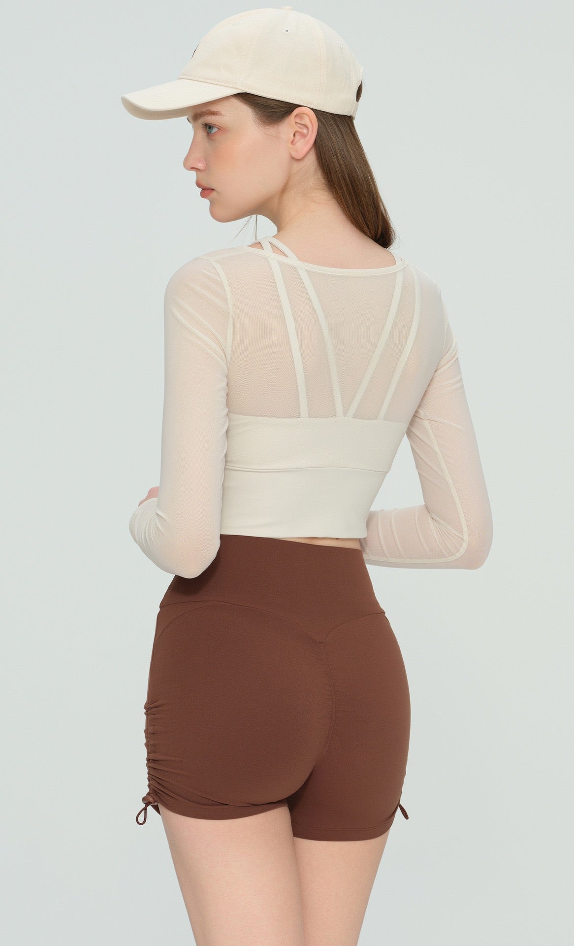 Mabel Sheer Mesh Long Sleeve Layered Crop Top