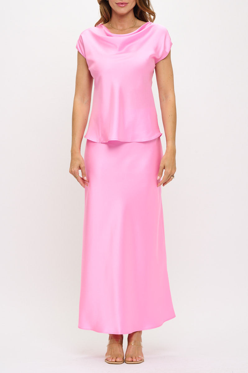 Made in USA Solid Satin Top with Cowl Neck-New Arrival-Reneecollection-Small-BARBIE PINK-Urbanheer