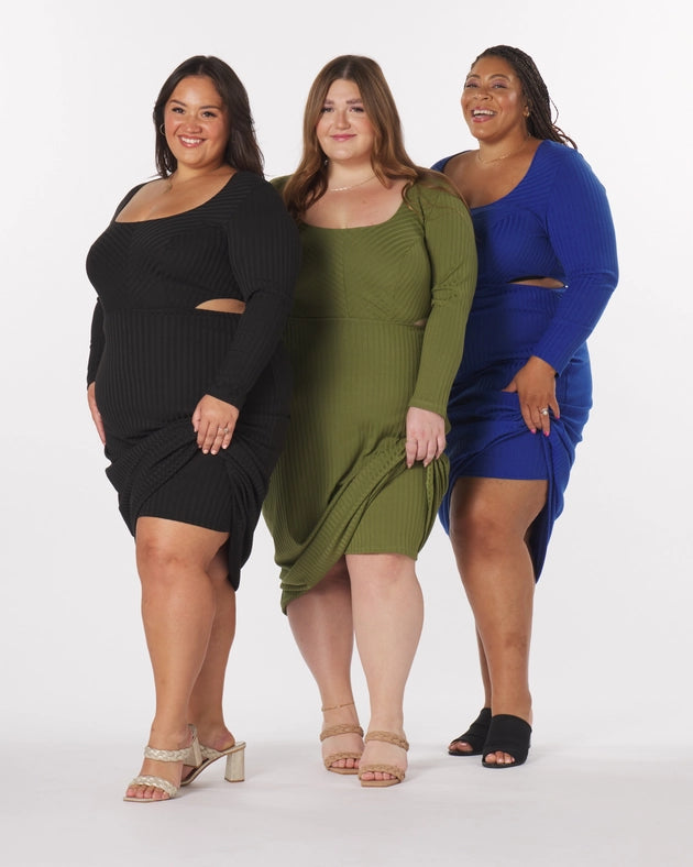 “Madeline” Knit Cut-Out Maxi Dress in Royal-Dress-What Lo Wants-1X-Urbanheer