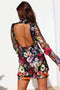 Maeva Floral Printed Long Sleeve Mini Dress Black-Dress-Amy Lynn-S-Black-Urbanheer