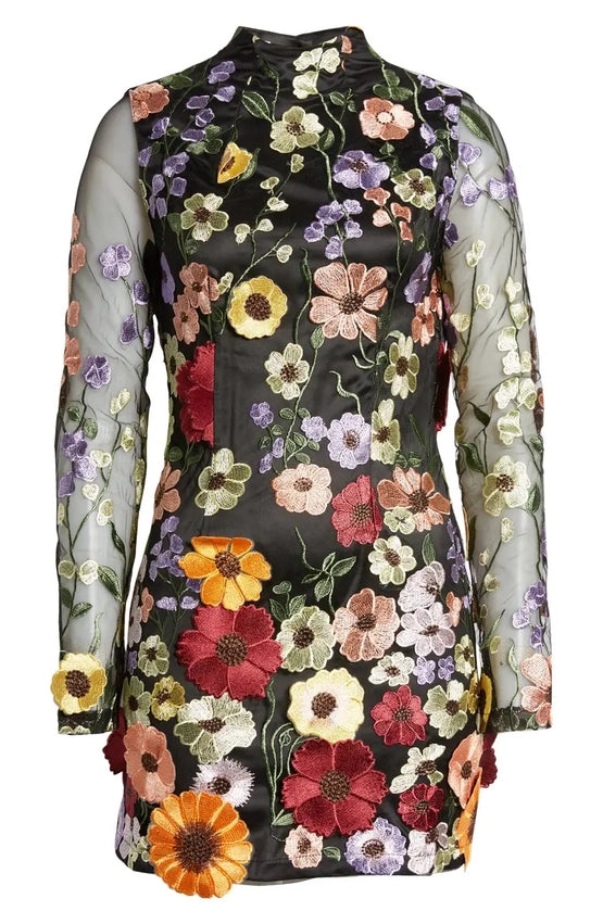 Maeva Floral Printed Long Sleeve Mini Dress Black from Amy Lynn Urbanheer Maeva Floral Printed Long Sleeve Mini Dress Black from Amy Lynn Urbanheer