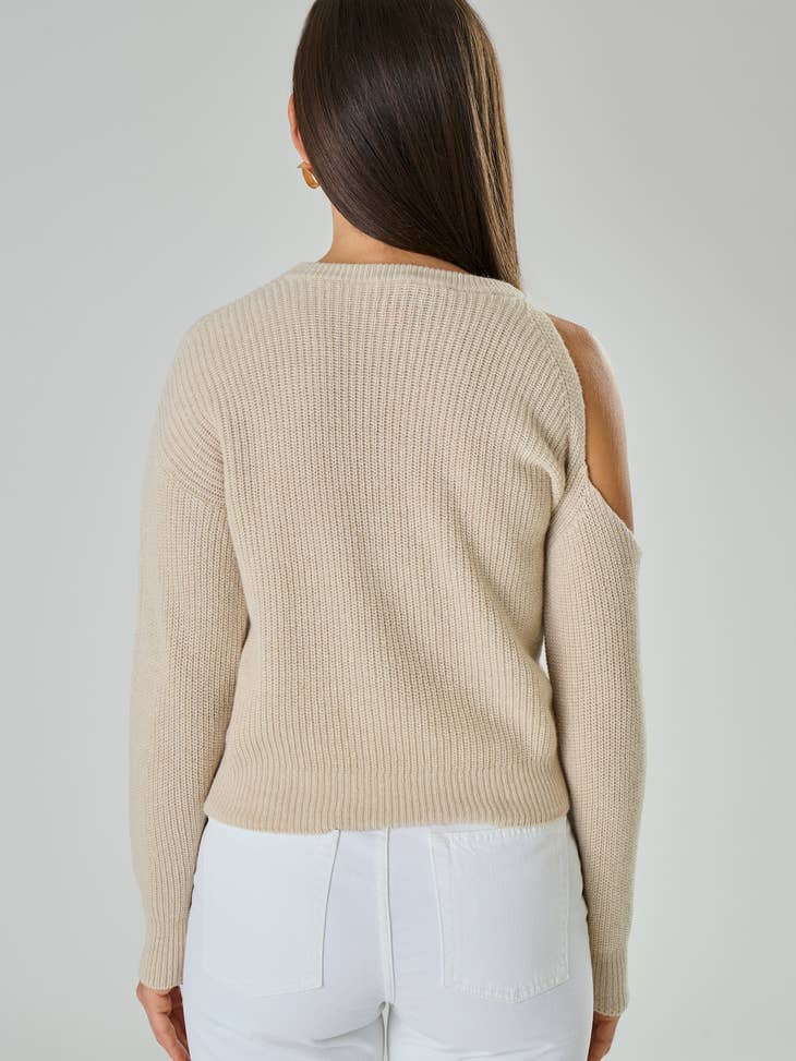Maglia Con Spacco Su Spalla In Misto Cashmere - Anastasia-Maglia-Tenné-XS-BEIGE CHIARO-Urbanheer